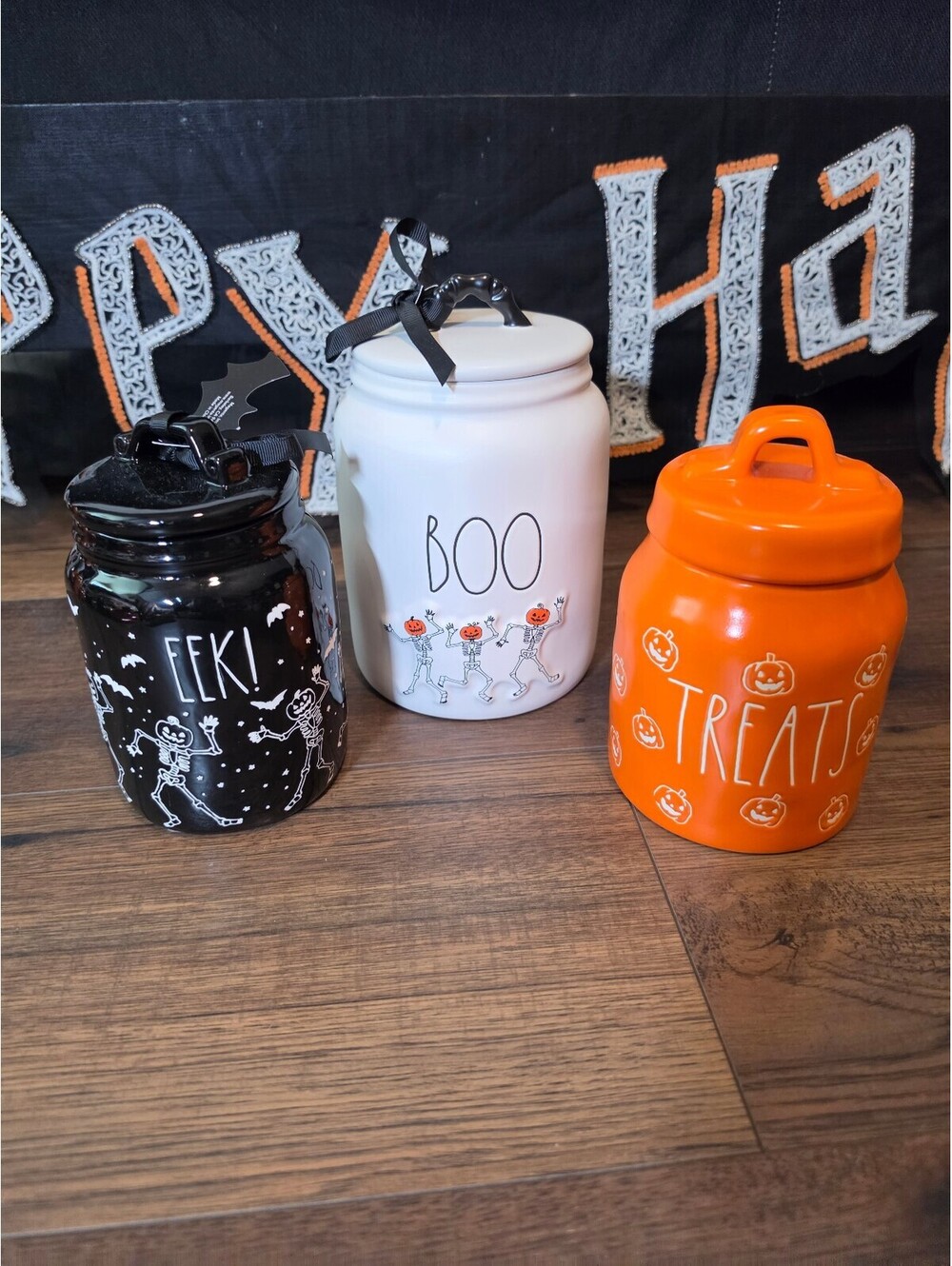 3 Rae Dunn Halloween Canisters